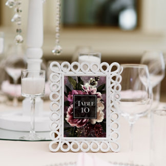 Dark and Moody Floral Table Number