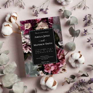 Dark and Moody Floral Wedding Invitation