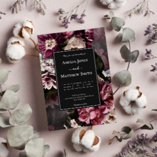 Dark and Moody Floral Wedding Invitation