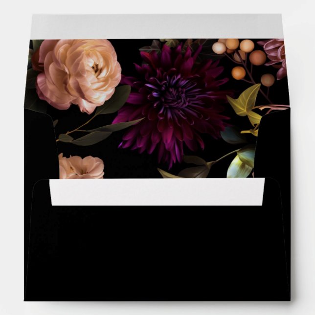 Dark and Moody Gothic Black Floral Bridal Shower  Envelope (Creator Uploaded)