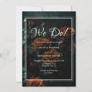 Dark and Moody Gothic Romantic Roses Wedding Invitation