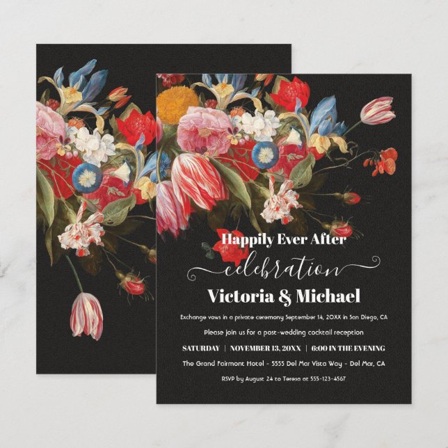 Dark and Moody Still Life Floral Post wedding RSVP Card (Front/Back)