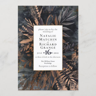 Dark and Moody Wedding invitation slate grey