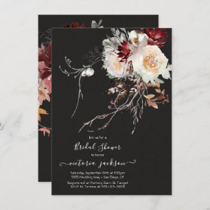 Dark and Moody Winter Floral Bridal Shower Invitation