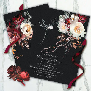Dark and Moody Winter Floral Wedding Invitation