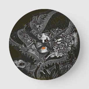 Dark and spooky Venetian mask Round Clock