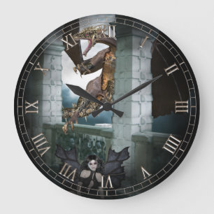 Dark Angel and Dragon Vignette Wall Clock