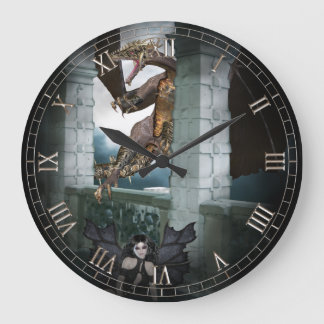 Dark Angel and Dragon Vignette Wall Clock