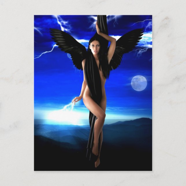 Dark angel,goddess divine, shaman woman, shakti postcard (Front)