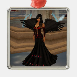 Dark Angel Love Square Ornament