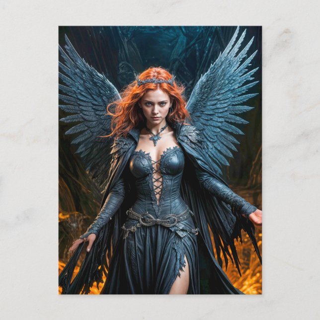 Dark Angel Queen in Candlelit Hall Postcard (Front)