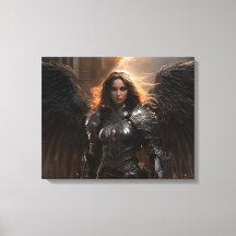 Dark Angel Warrior Knight - Stretched Canvas Print