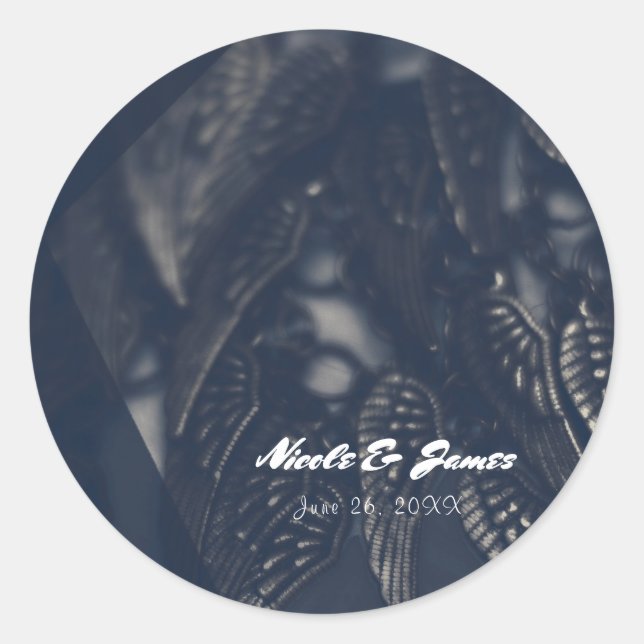 Dark Angel Wings Gothic Glam Personalised Favour Classic Round Sticker (Front)