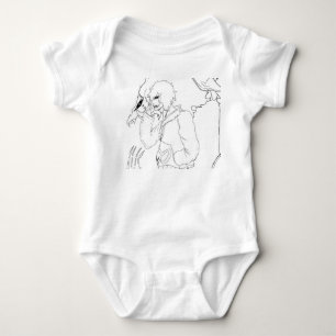Dark Anime Fantasy Crow and Demon Art Baby Bodysuit
