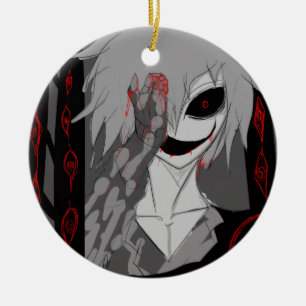 Dark Anime Fantasy Crow and Demon Art Ceramic Tree Decoration