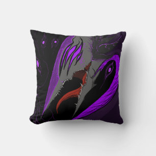 Dark Anime Fantasy Crow and Demon Art Cushion