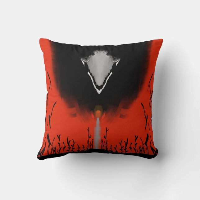 Dark Anime Fantasy Crow and Demon Art Cushion (Back)