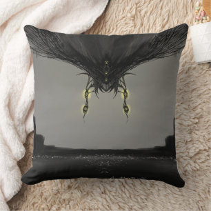 Dark Anime Fantasy Crow and Demon Art Cushion