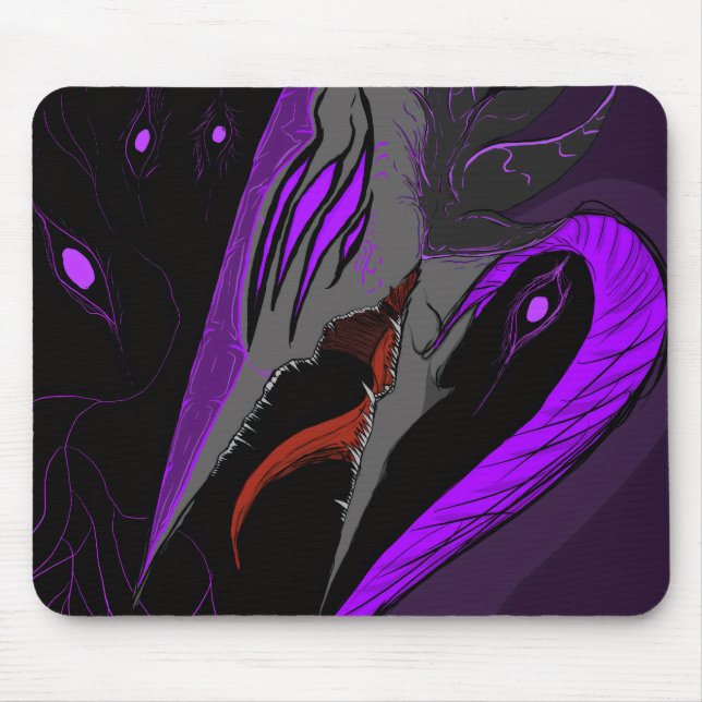Dark Anime Fantasy Crow and Demon Art Mouse Mat (Front)