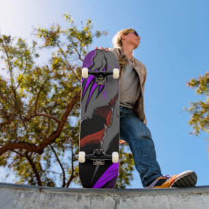 Dark Anime Fantasy Crow and Demon Art Skateboard