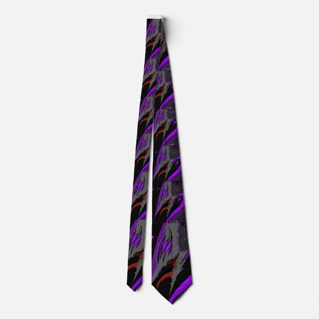Dark Anime Fantasy Crow and Demon Art Tie (Back)