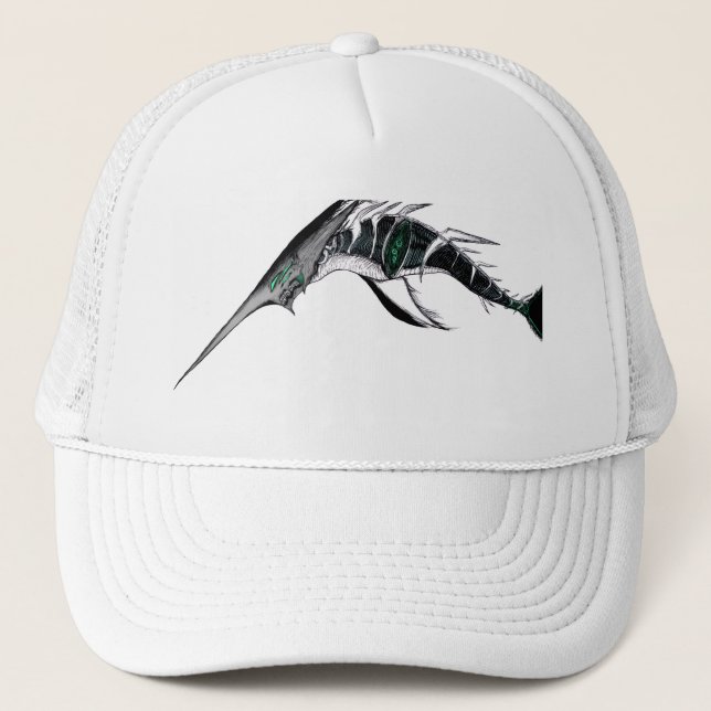 Dark Anime Fantasy Crow and Demon Art Trucker Hat (Front)