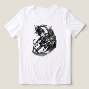 Dark Anime Girl with Giant Cat ART Tri-Blend Shirt