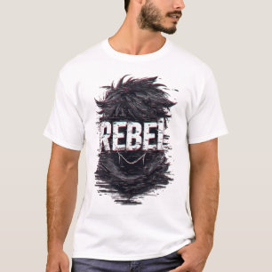 Dark Anime Rebel Glitch Art Monochrome Streetwear T-Shirt