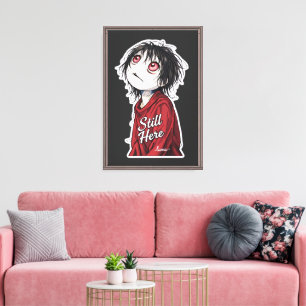 Dark Anime "Still Here" Aesthetic Gothic Illustra Canvas Print