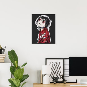 Dark Anime "Still Here" Aesthetic Gothic Illustra Poster