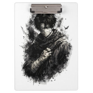 Dark Anime Warrior Bandaged Ninja Grunge Art Clipboard