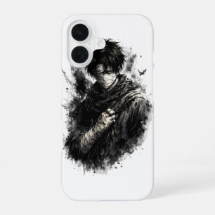 Dark Anime Warrior Bandaged Ninja Grunge Art iPhone 16 Case