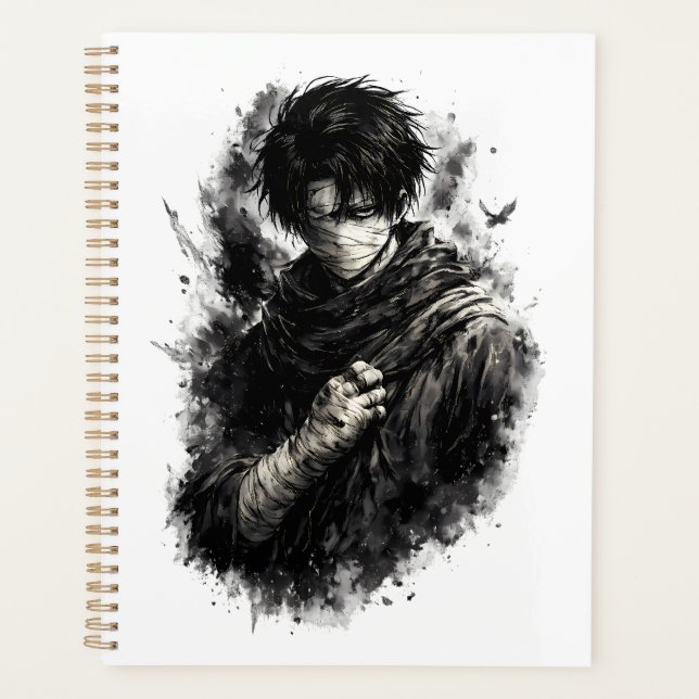 Dark Anime Warrior Bandaged Ninja Grunge Art Planner (Front)
