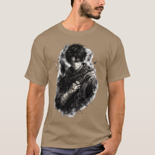Dark Anime Warrior Bandaged Ninja Grunge Art T-Shirt
