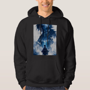 Dark Anime Watercolor Hoodie – Lone Warrior Forest