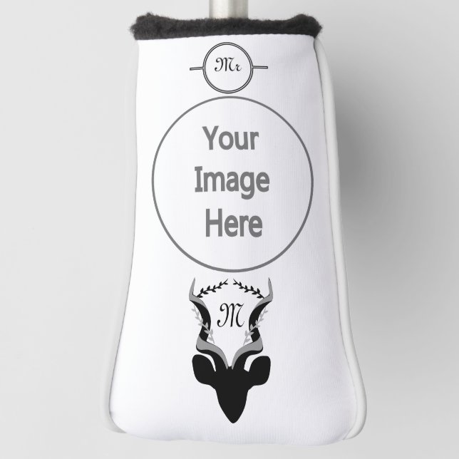 Dark Antelope Silhouette Monogram Golf Head Cover (Rotate 90)