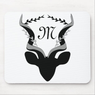 Dark Antelope Silhouette Monogram Mouse Mat