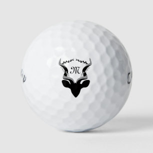 Dark Antelope Silhouette w Customised Monogram Golf Balls
