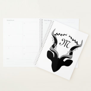 Dark Antelope Silhouette w Customised Monogram Planner