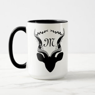 Dark Antelope Silhouette w Customized Monogram Mug