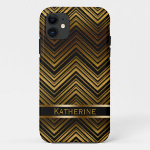 Dark Antique Gold Chevron Pattern iPhone 11 Case