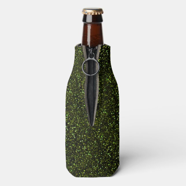 Dark Apple Green Glitter Bottle Cooler (Bottle Back)