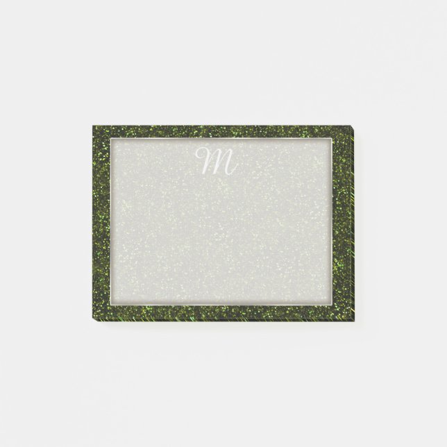 Dark Apple Green Glitter Post-it Notes (Front)