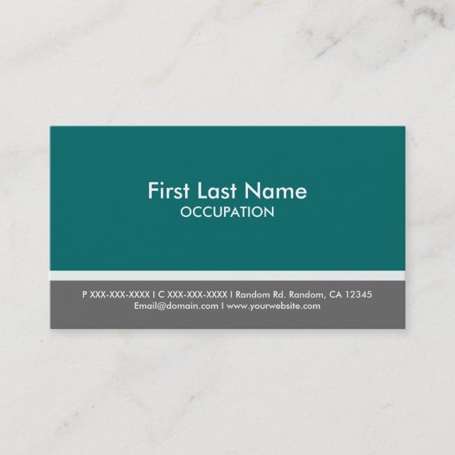 Dark aqua grey stripe custom business cards (Front)