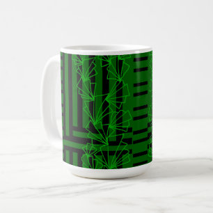 Dark Aqua Sea green doodle flower striped Coffee Mug