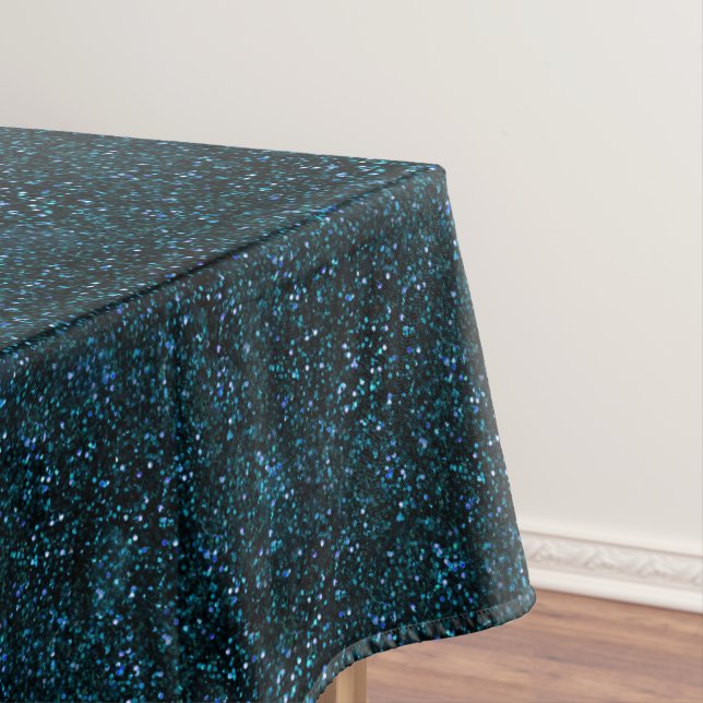 Dark Aqua Teal Blue Glitter Tablecloth (In Situ)