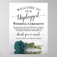 Dark Aqua Teal Rose Unplugged Wedding Ceremony