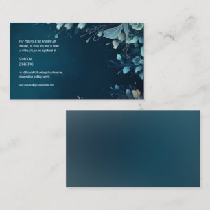 Dark Aquamarine and Teal Blue Floral Wedding Enclosure Card