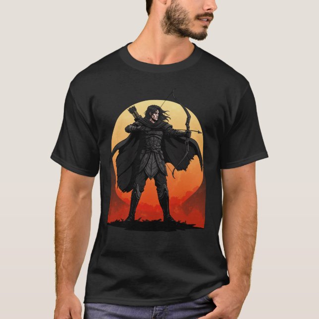 Dark Archer Warrior at Sunset T-Shirt (Front)