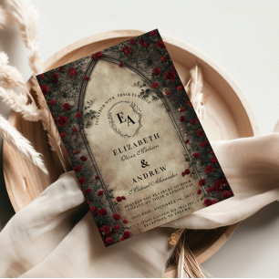Dark Archway Rose Wedding Invitation